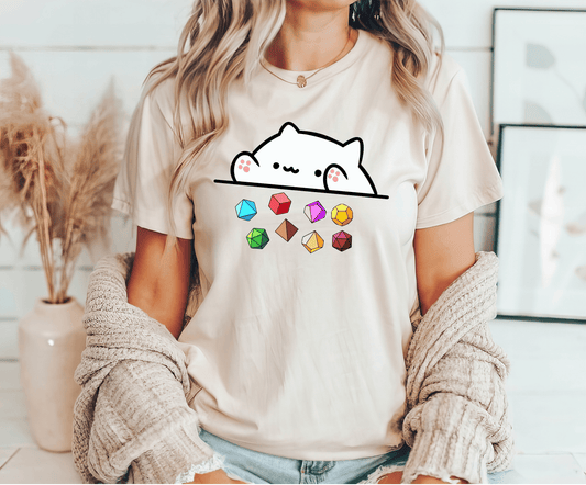 "Cat and Gems" Whimsical Ready-to-Press DTF Transfer - Sam's DTF Transfers