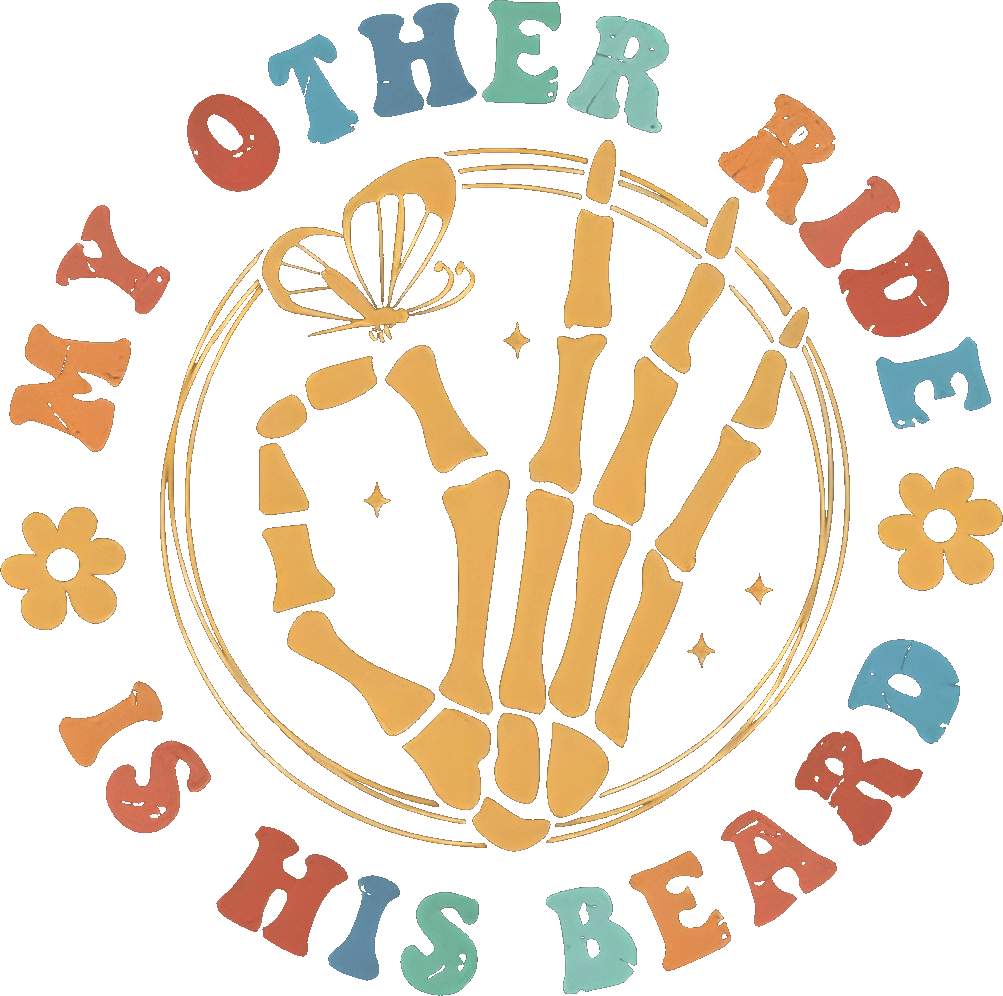 My Other Ride Is His Beard – Pocket Size Skeleton DTF Transfer - Sam's DTF Transfers