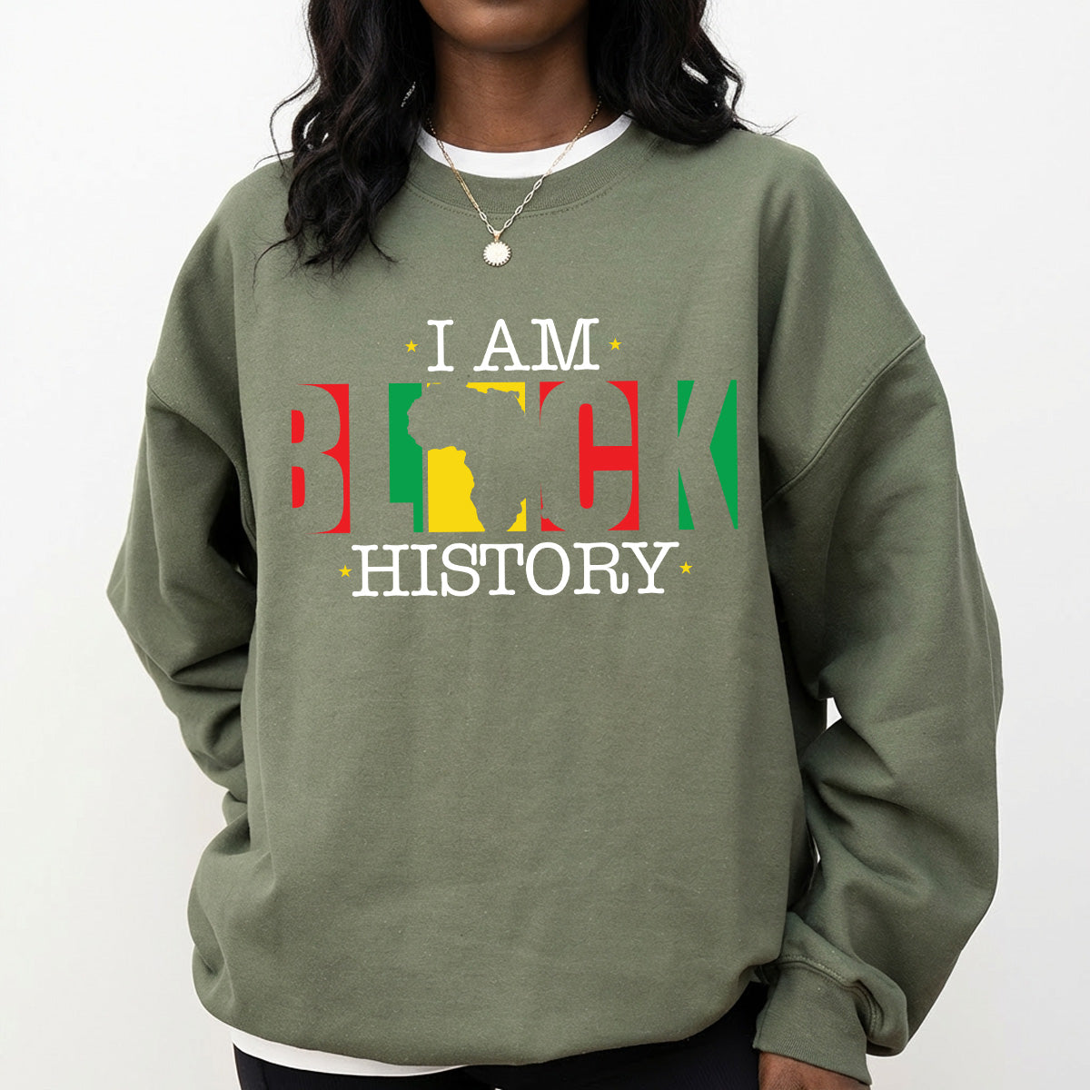 Shirt featuring a Black History-themed DTF transfer.