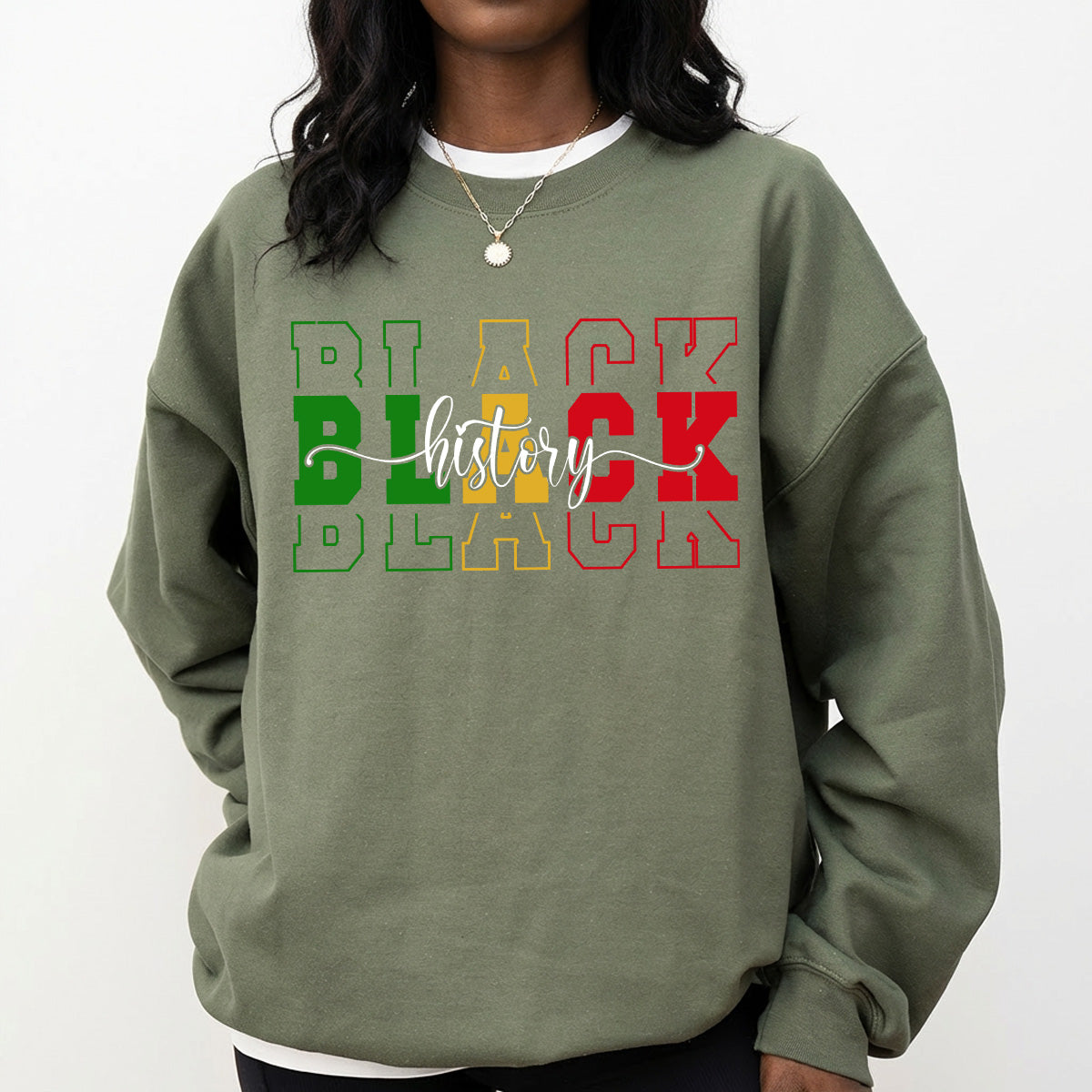 Shirt featuring a Black History-themed DTF transfer.