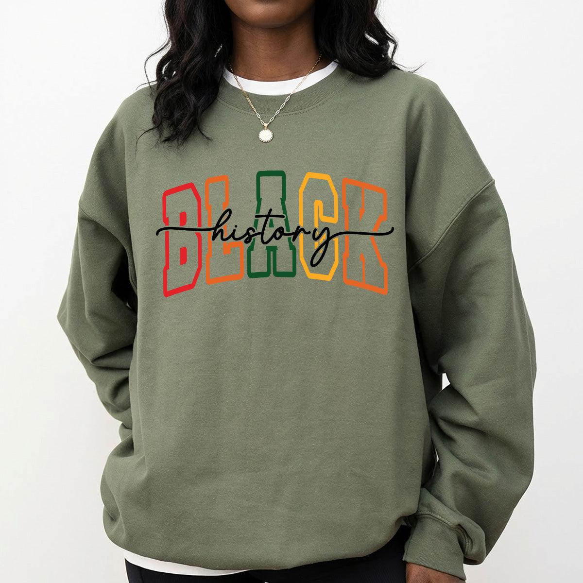 Shirt featuring a Black History-themed DTF transfer.