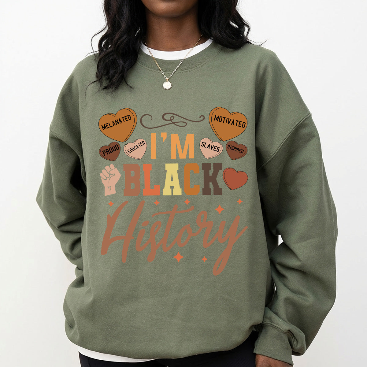 Shirt featuring a Black History-themed DTF transfer.