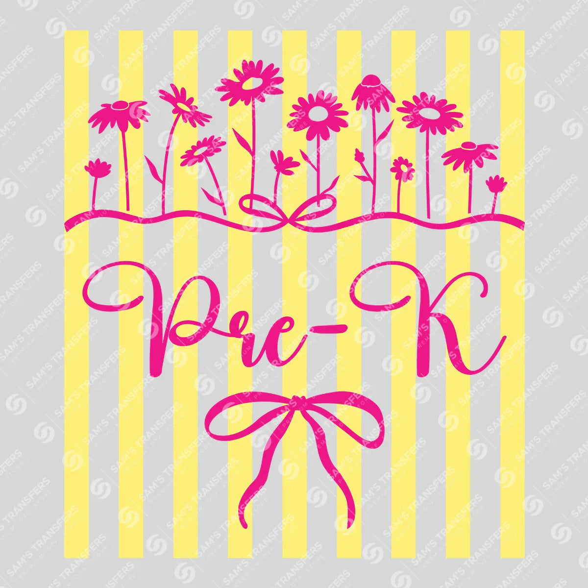 Apparel featuring a Pre-K Wildflowers-themed DTF transfer.