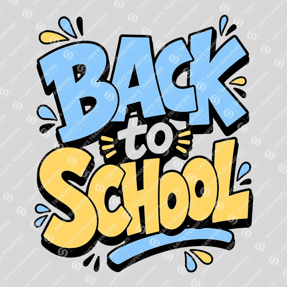 Apparel featuring a Back to School-themed DTF transfer.