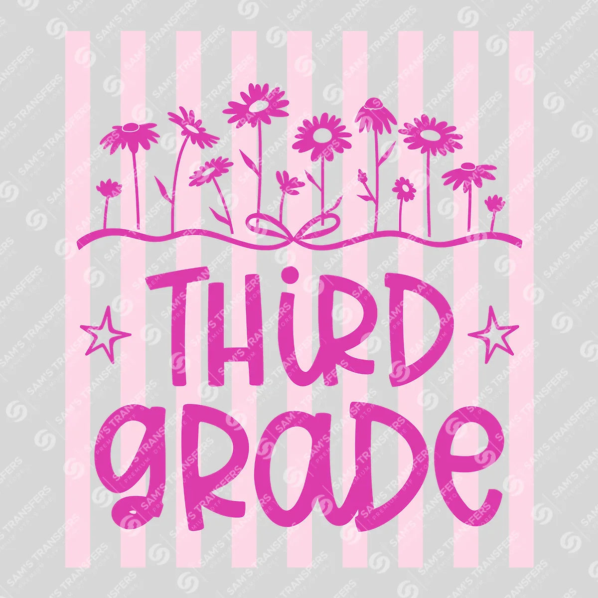 Apparel featuring a Third Grade Wildflowers-themed DTF transfer.