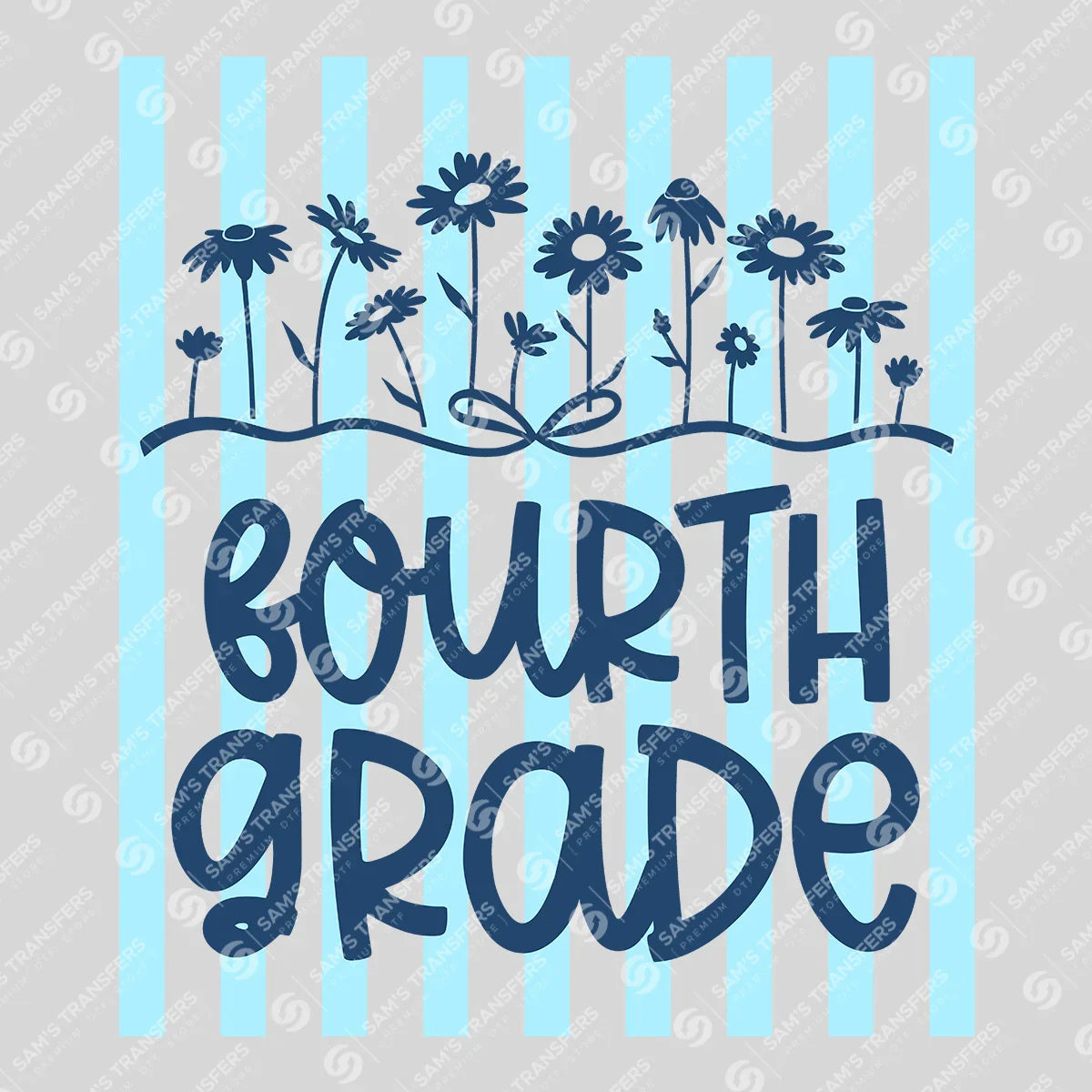 Apparel featuring a Fourth Grade Wildflowers-themed DTF transfer.