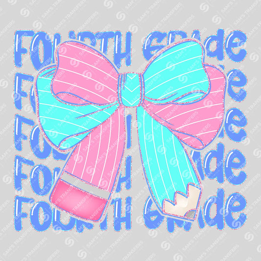 Apparel featuring a Fourth Grade Coquette-themed DTF transfer.