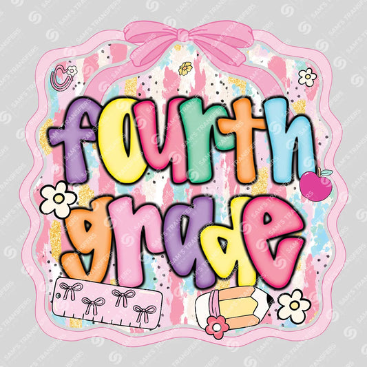 Apparel featuring a Fourth Grade Doodle-themed DTF transfer.