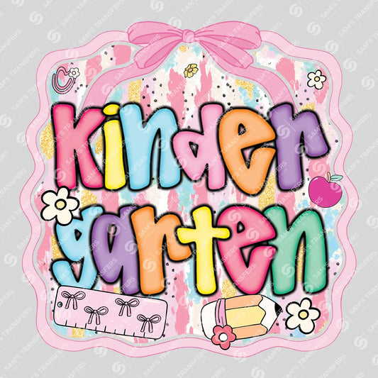 Apparel featuring a Kindergarten Doodle-themed DTF transfer.