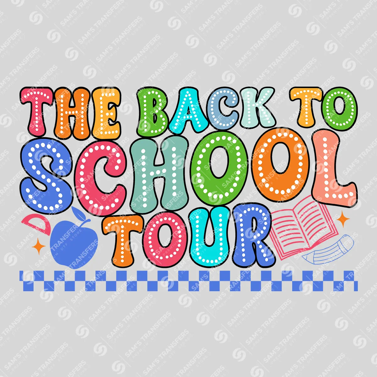 Apparel featuring a The Back to School Tour-themed DTF transfer.