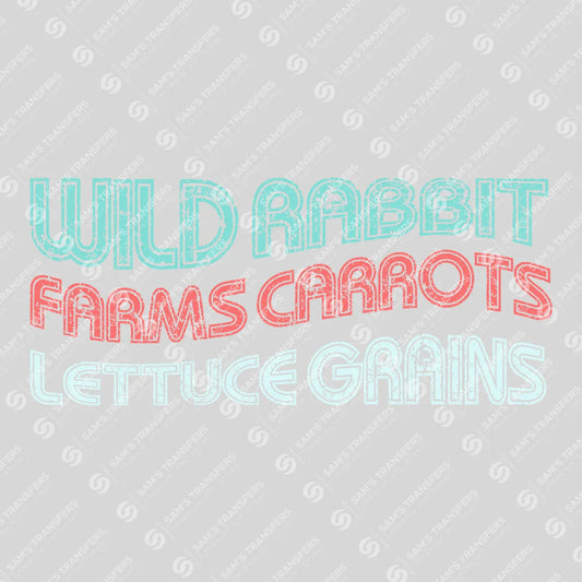 Apparel featuring a Wild Rabbit Farms-themed DTF transfer.