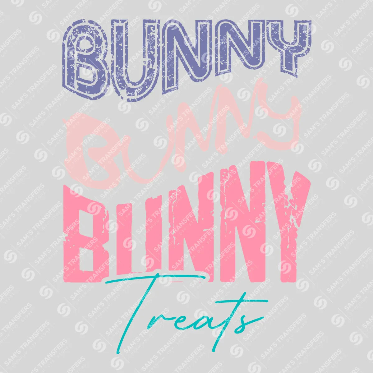Apparel featuring a Bunny Treats-themed DTF transfer.