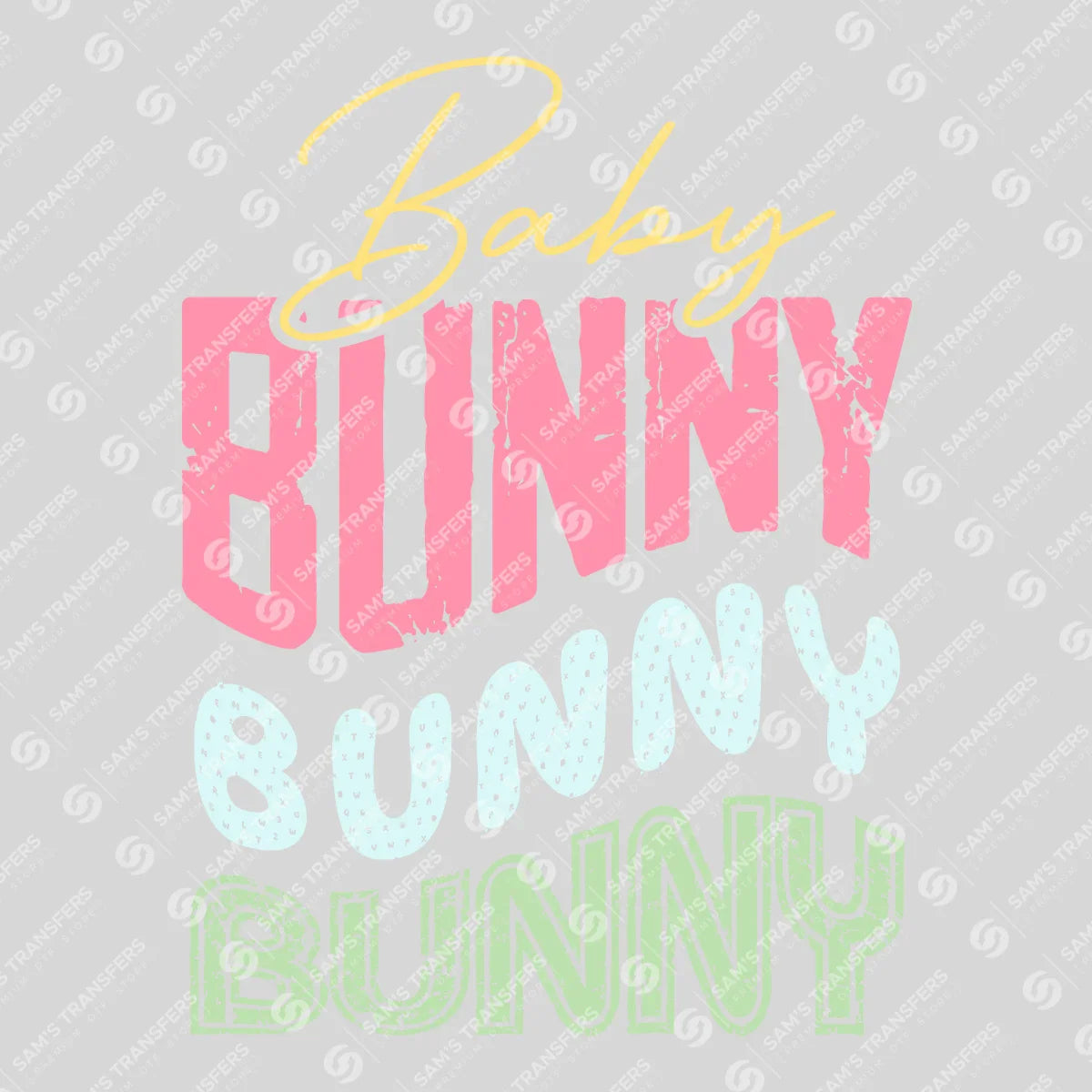 Apparel featuring a Baby Bunny-themed DTF transfer.