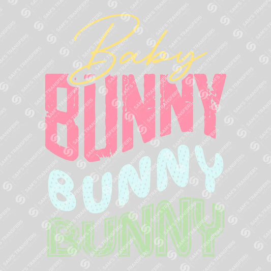 Apparel featuring a Baby Bunny-themed DTF transfer.