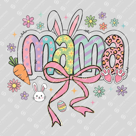 Apparel featuring a Easter Mama-themed DTF transfer.