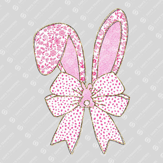 Apparel featuring a Bunny Ears Bow Pink-themed DTF transfer.