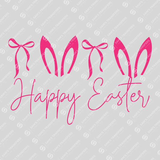 Apparel featuring a Happy Easter Bunny Ears-themed DTF transfer.