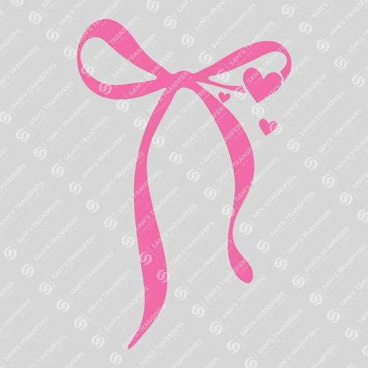 Apparel featuring a Pink Bow Hearts-themed DTF transfer.
