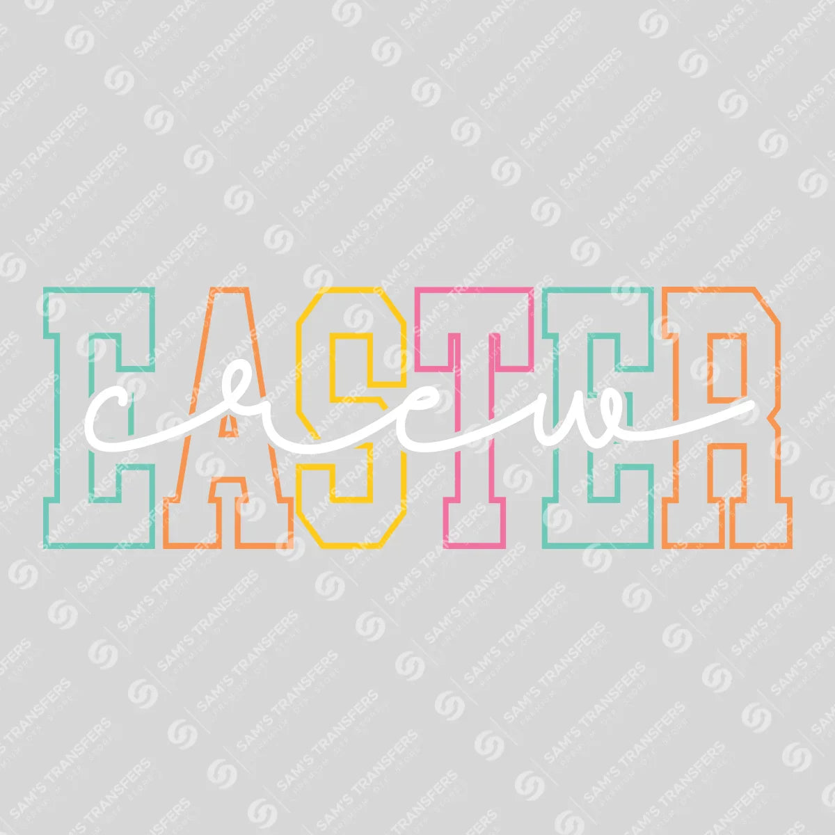 Apparel featuring a Easter Varsity-themed DTF transfer.