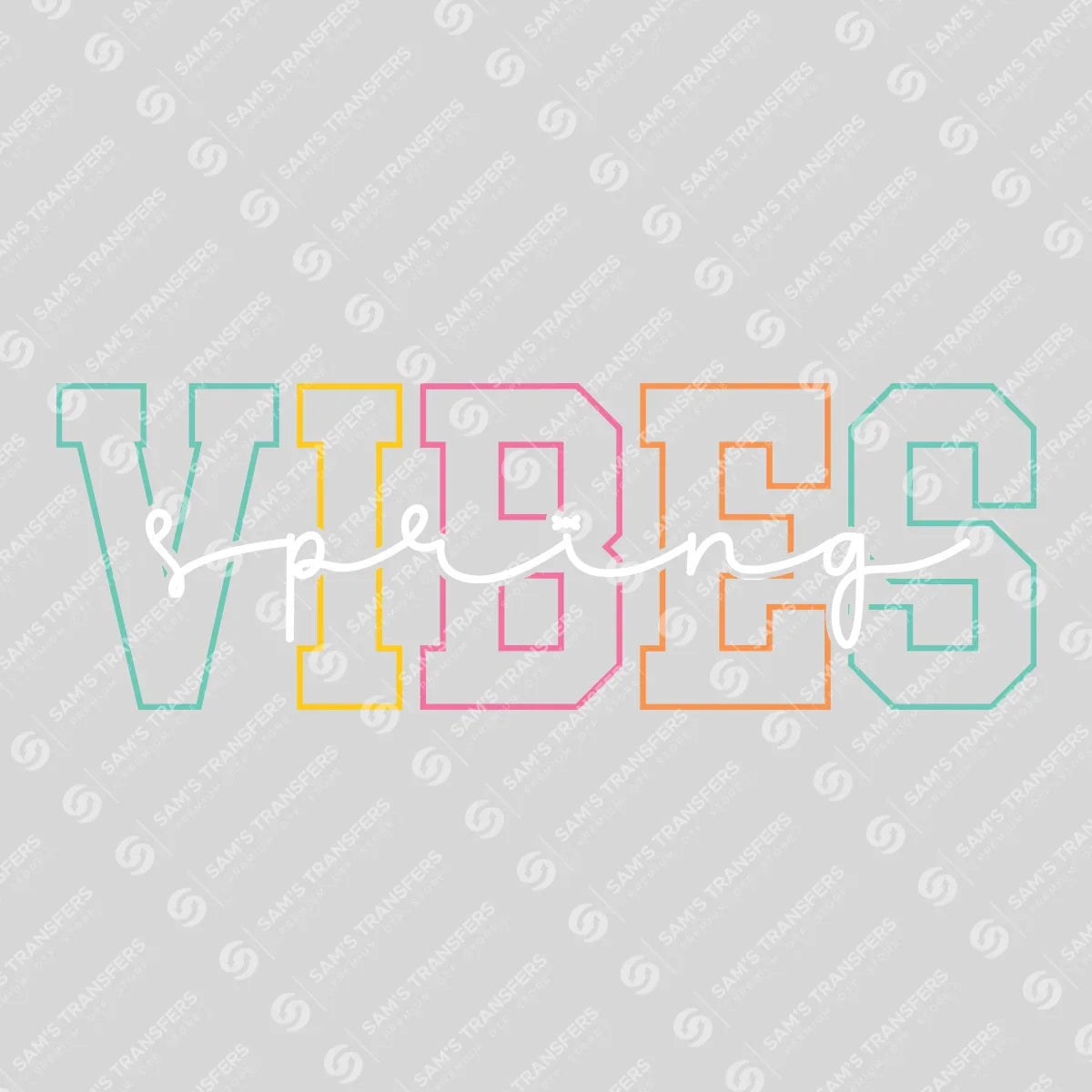 Apparel featuring a Spring Vibes Outline-themed DTF transfer.
