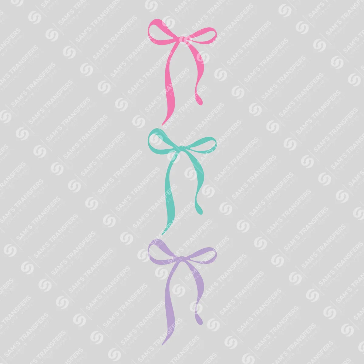 Apparel featuring a Pastel Bows Trio-themed DTF transfer.