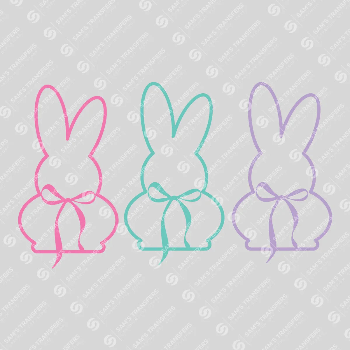 Apparel featuring a Easter Bunny Trio-themed DTF transfer.