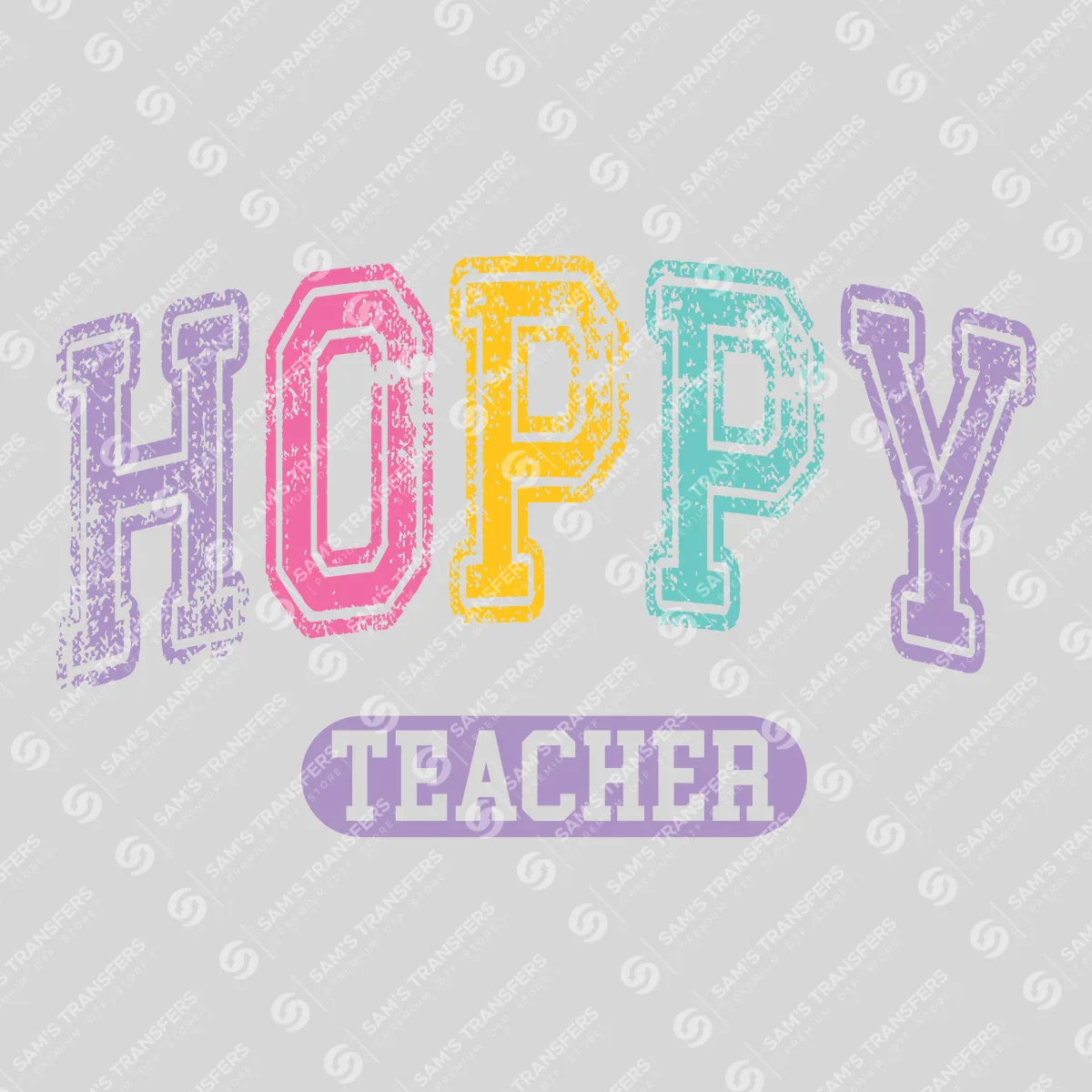 Apparel featuring a Hoppy Teacher-themed DTF transfer.