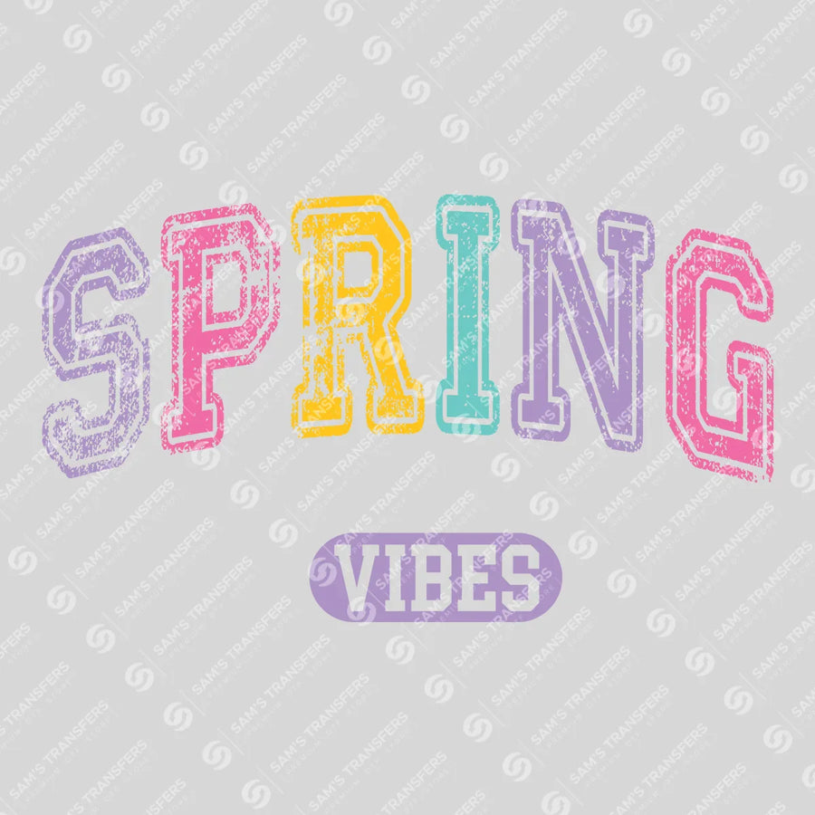 Spring Vibes Distressed Ready-to-Press DTF Transfer | SAT00358