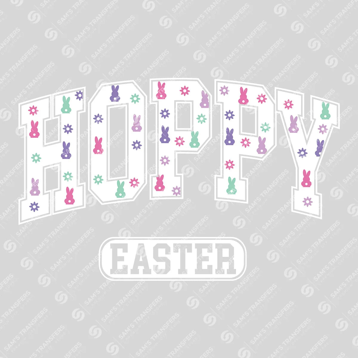 Apparel featuring a Hoppy Easter Floral-themed DTF transfer.