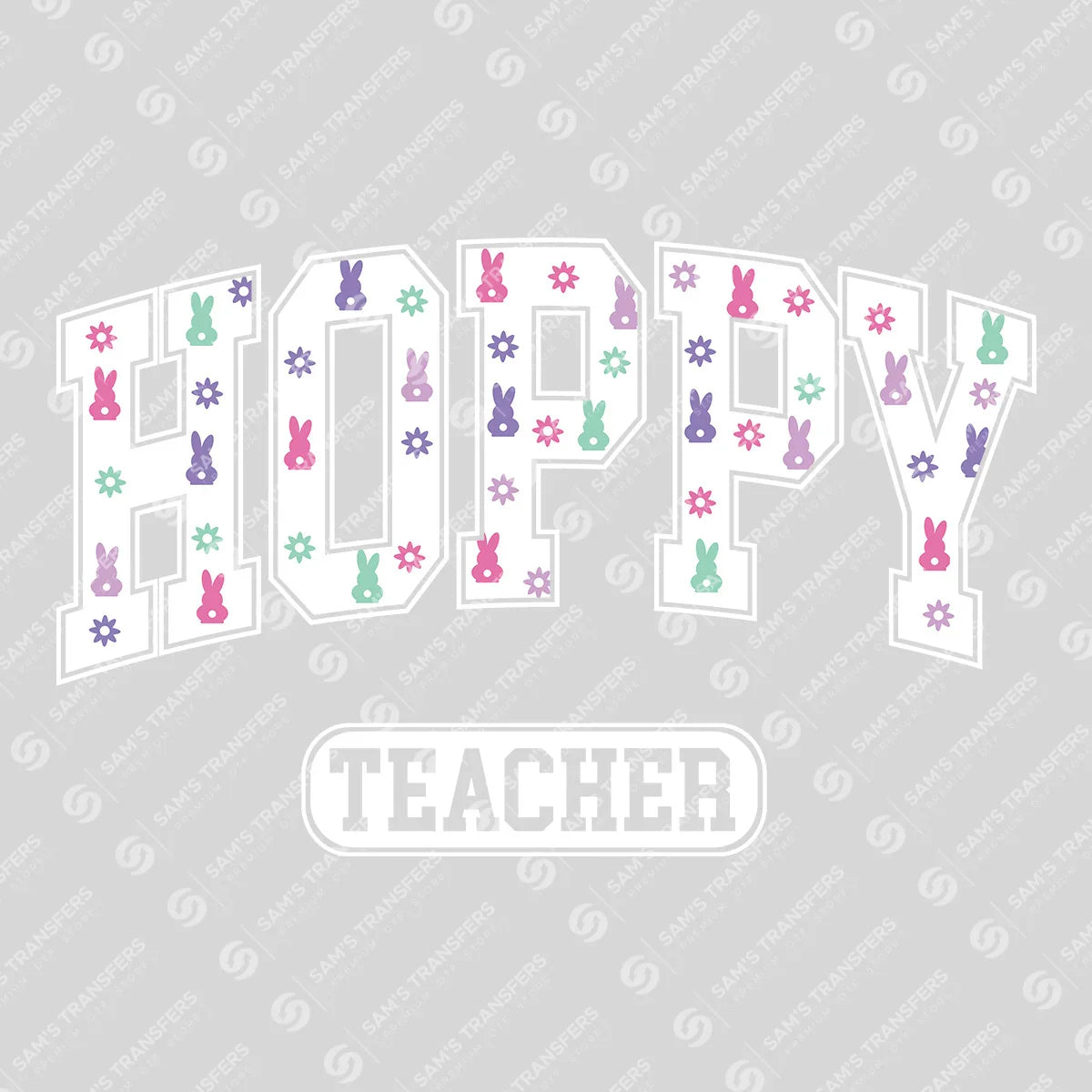 Apparel featuring a Hoppy Teacher Floral-themed DTF transfer.