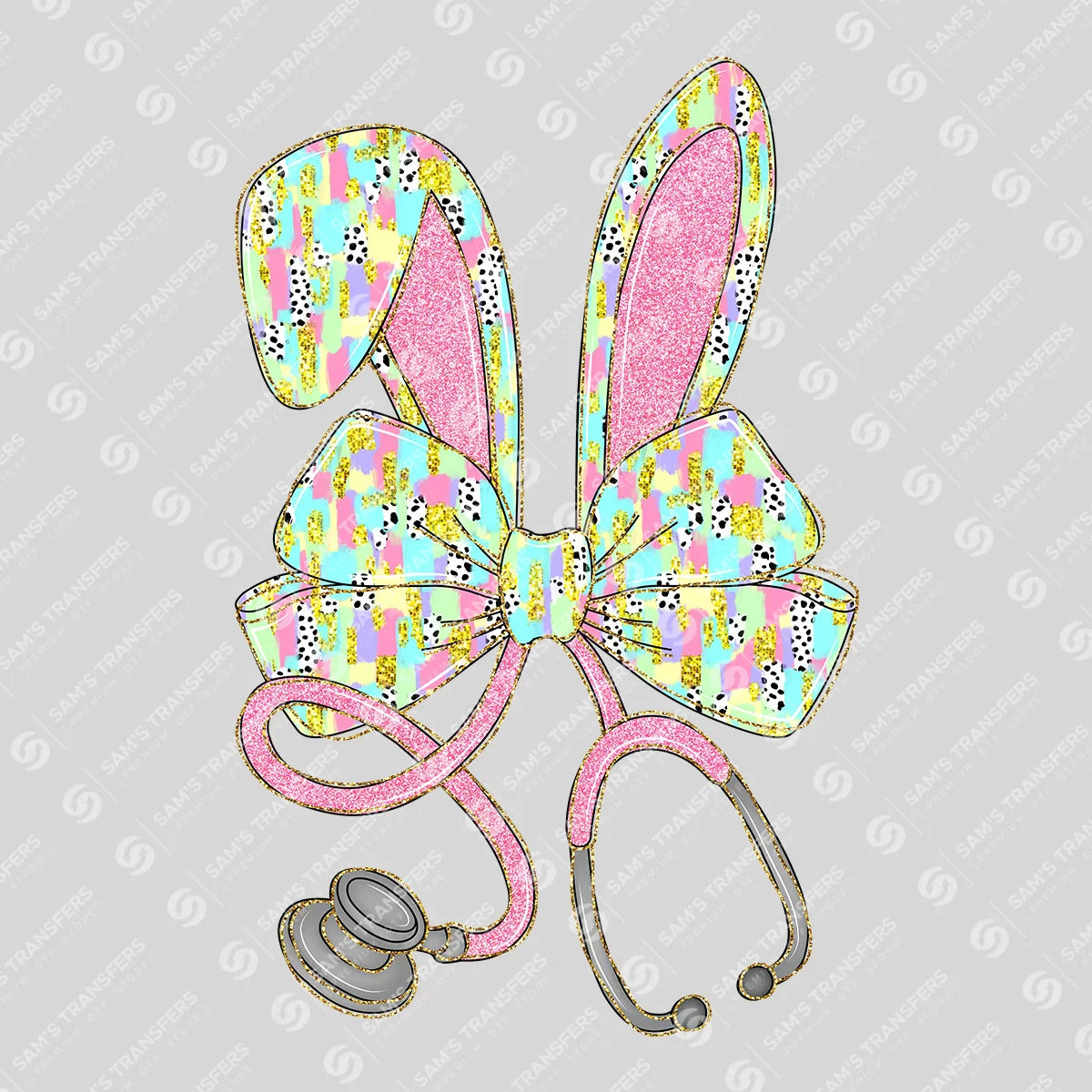 Apparel featuring a Easter Nurse Bow-themed DTF transfer.