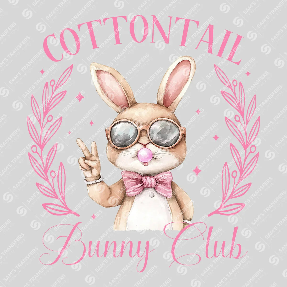 Apparel featuring a Cottontail Bunny Club-themed DTF transfer.