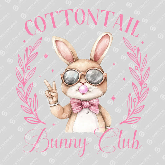 Apparel featuring a Cottontail Bunny Club-themed DTF transfer.