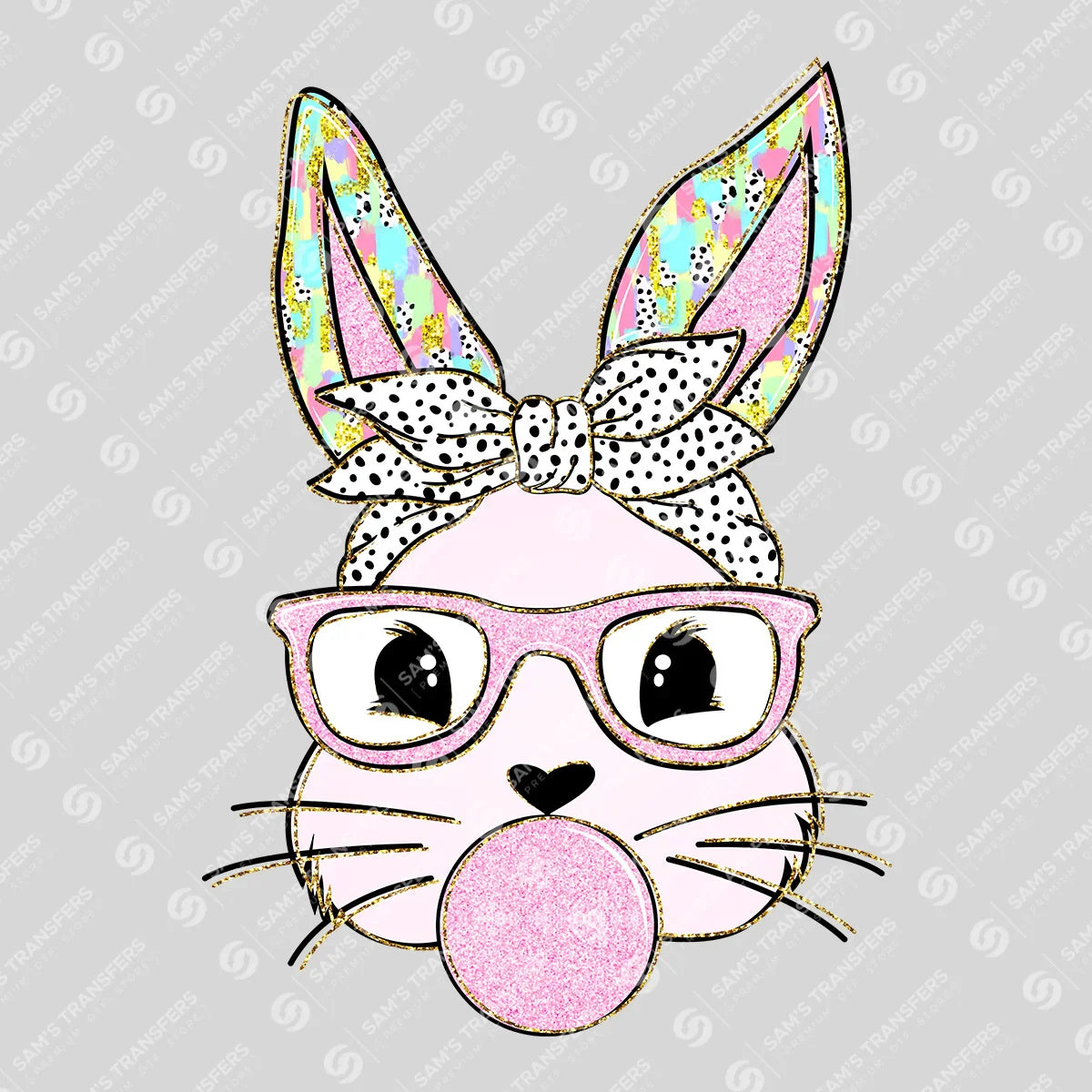 Apparel featuring a Bubblegum Bunny-themed DTF transfer.