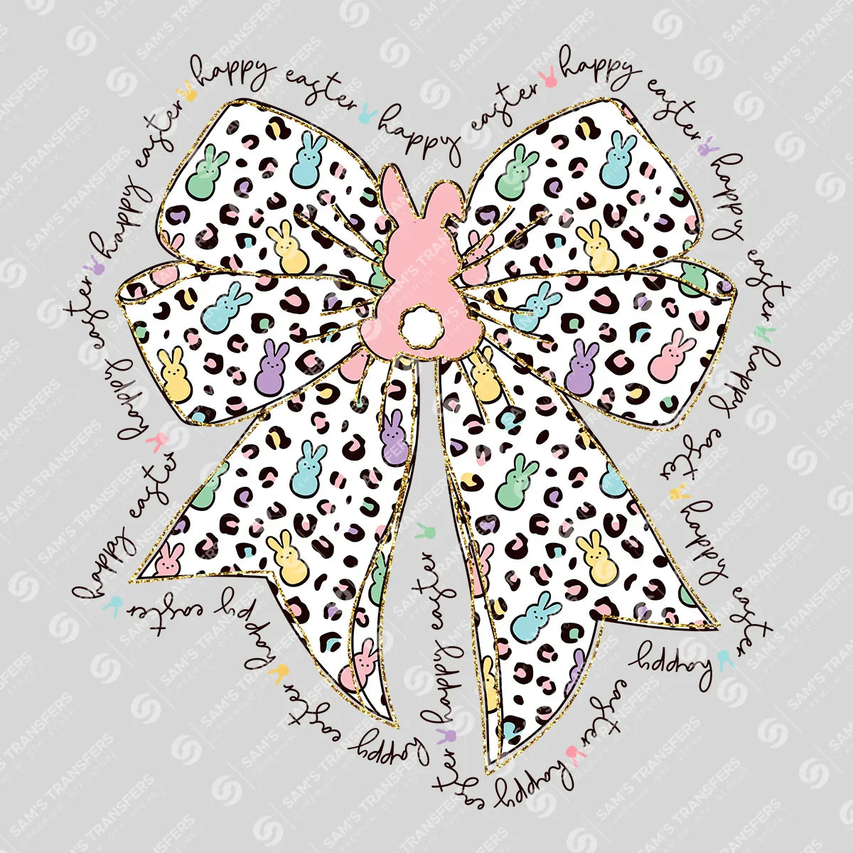 Apparel featuring a Happy Easter Peeps Bow-themed DTF transfer.