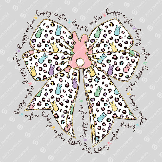 Apparel featuring a Happy Easter Peeps Bow-themed DTF transfer.