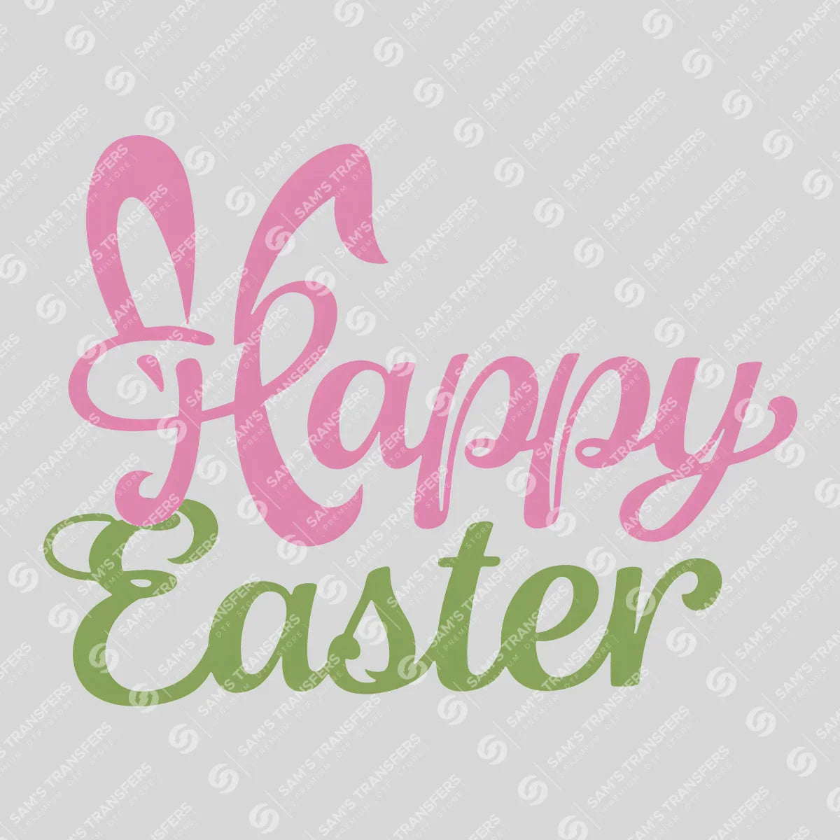 Apparel featuring a Happy Easter Script Green-themed DTF transfer.