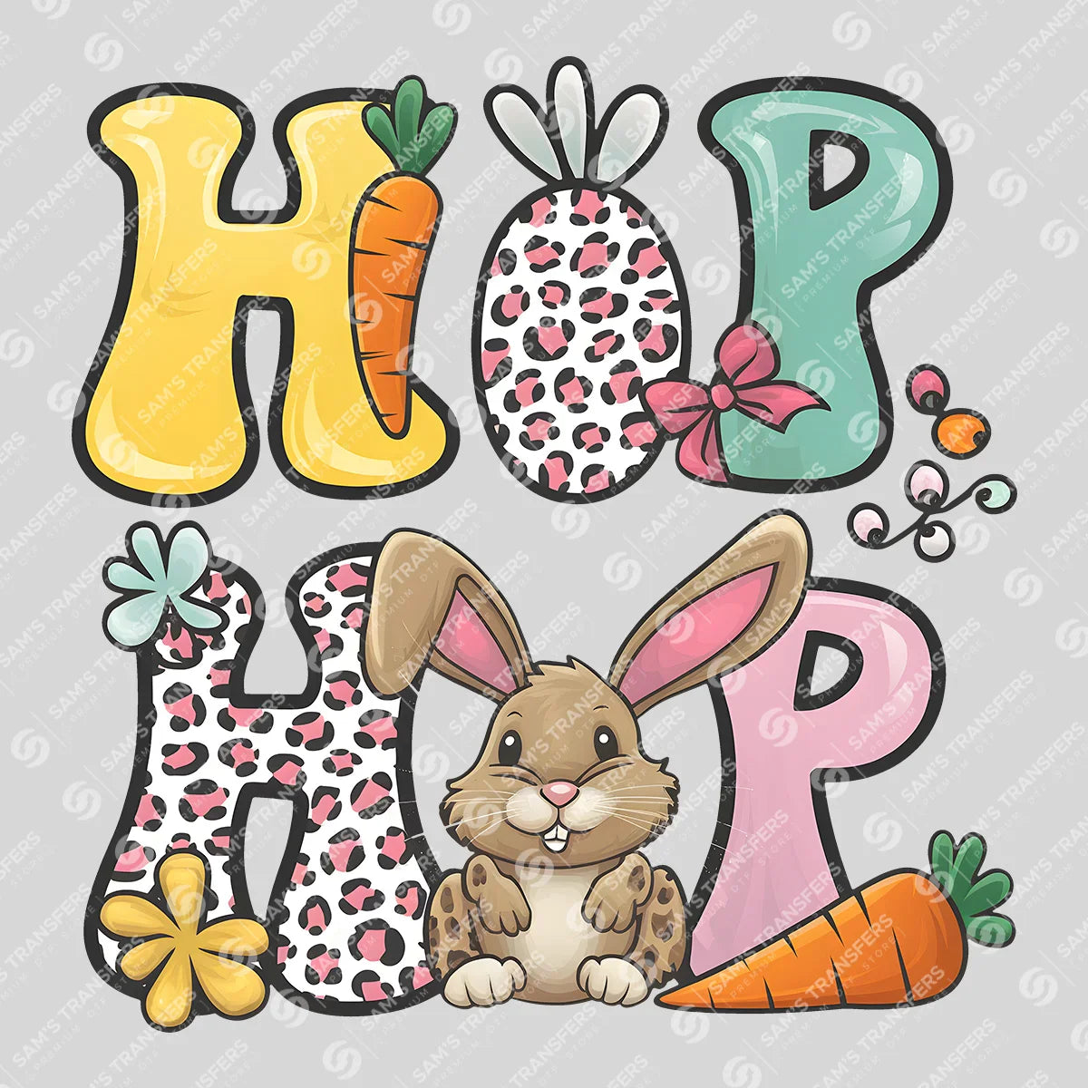 Apparel featuring a Hop Hop-themed DTF transfer.
