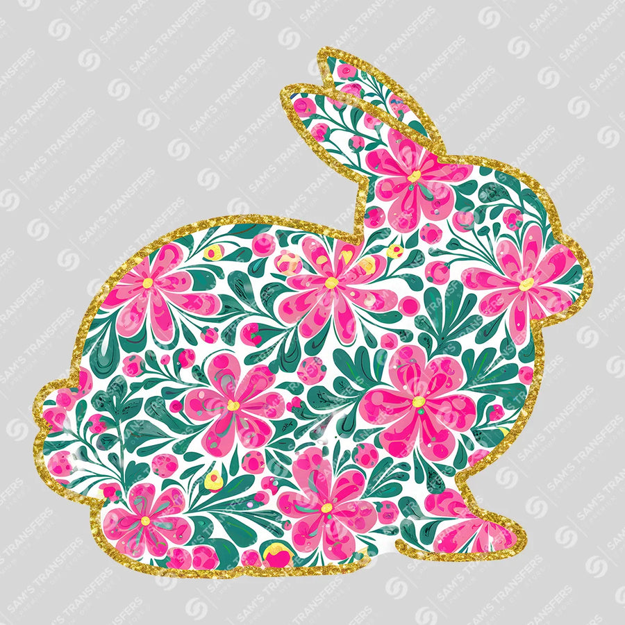 Floral Bunny Pink Ready-to-Press DTF Transfer | SAT00460