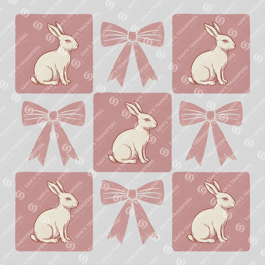 Bunny Bow Grid Ready-to-Press DTF Transfer | SAT00461