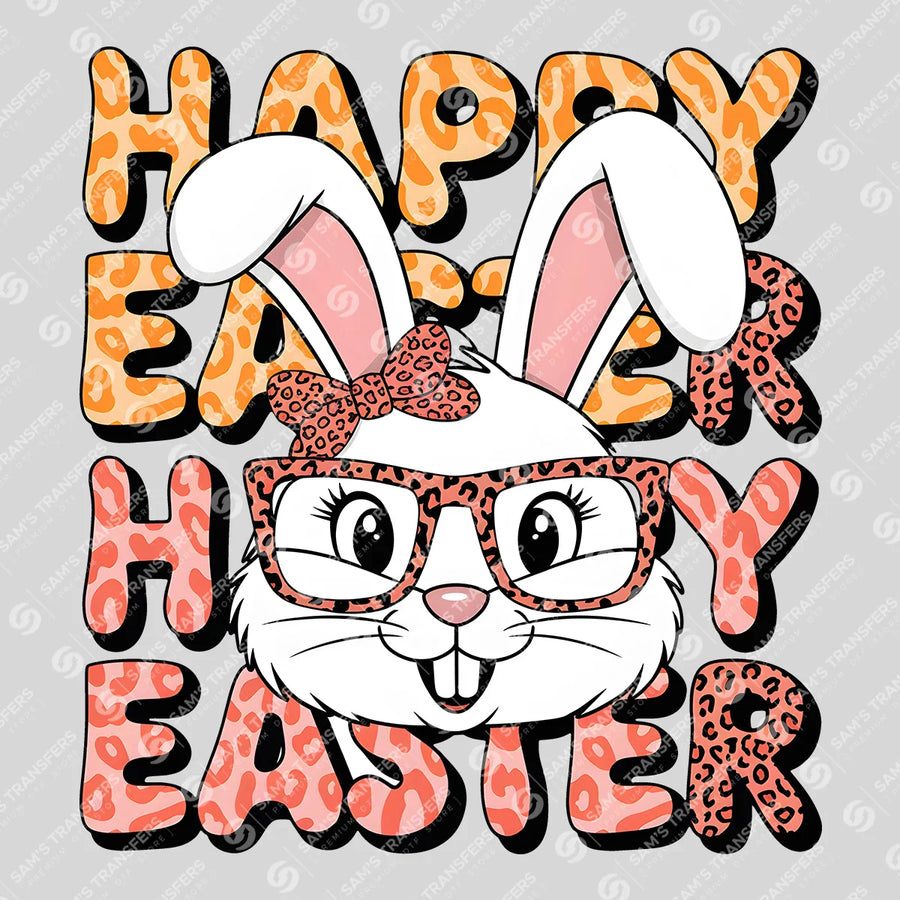 Happy Easter Leopard Bunny Ready-to-Press DTF Transfer | SAT00476