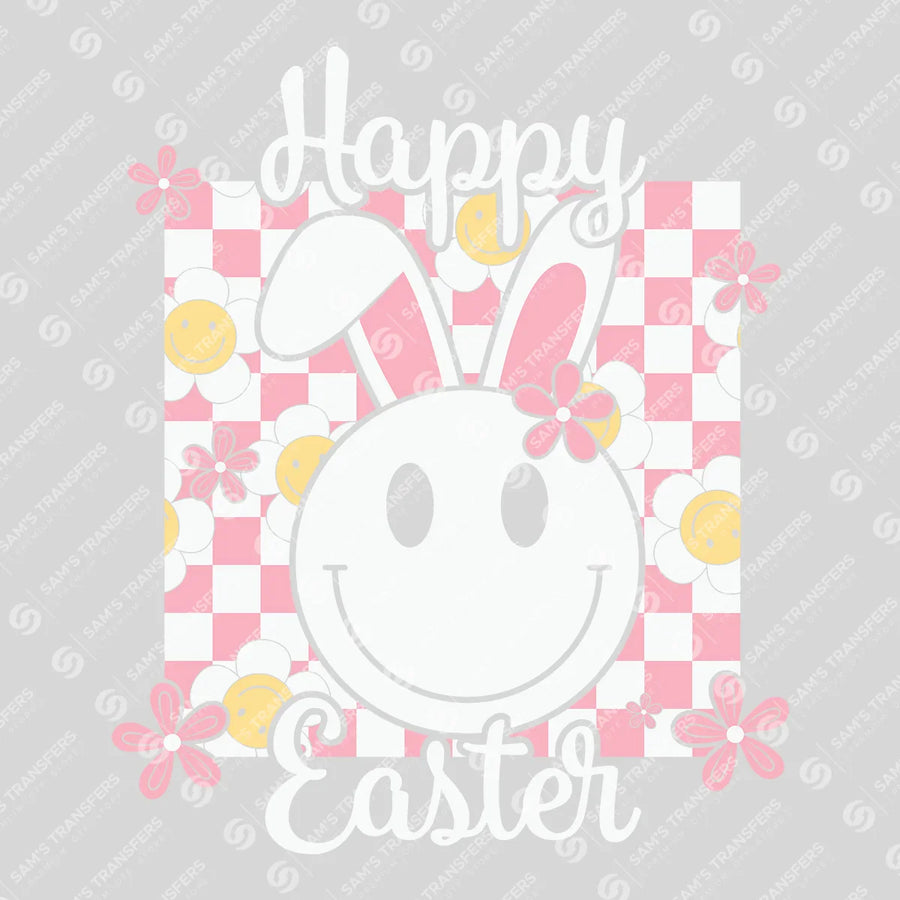 Happy Easter Daisy Smiley Ready-to-Press DTF Transfer | SAT00507