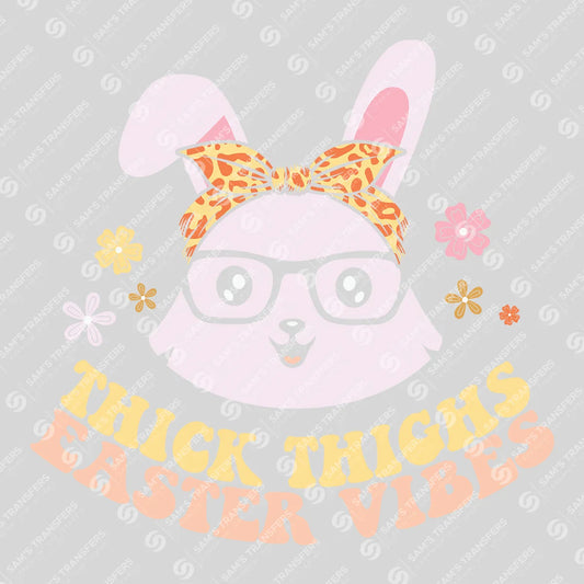 Apparel featuring a Thick Thighs Easter Vibes-themed DTF transfer.