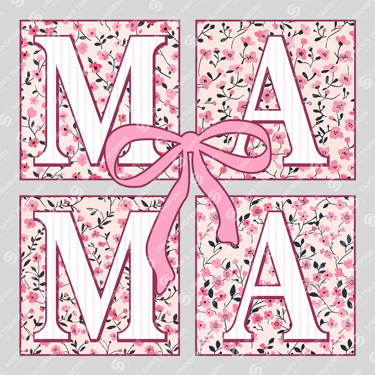 Apparel featuring a Mama Floral Bow-themed DTF transfer.