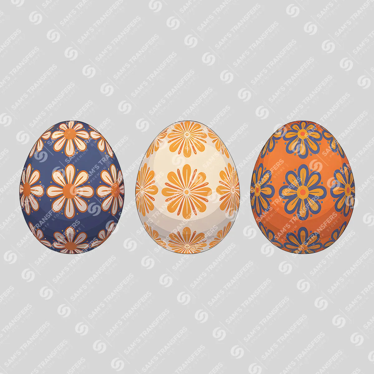 Apparel featuring a Floral Easter Egg Trio-themed DTF transfer.