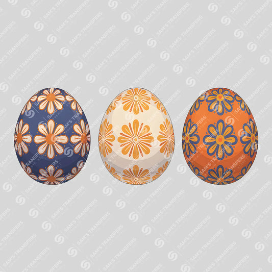 Apparel featuring a Floral Easter Egg Trio-themed DTF transfer.