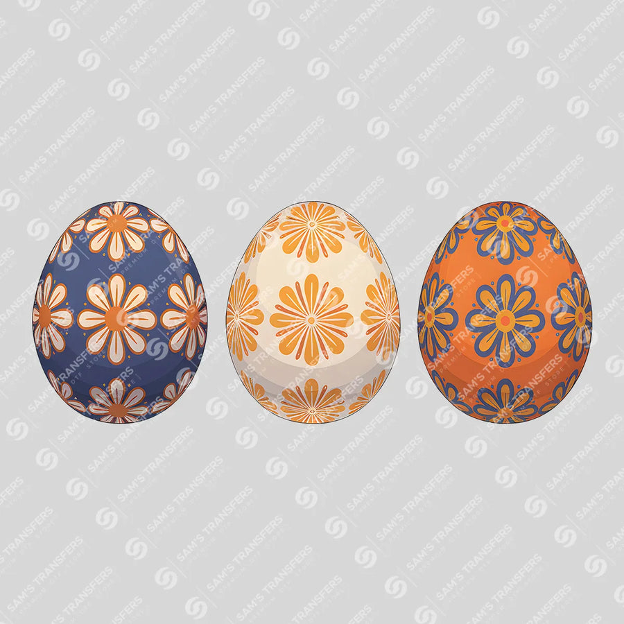 Floral Easter Egg Trio Ready-to-Press DTF Transfer | SAT00517
