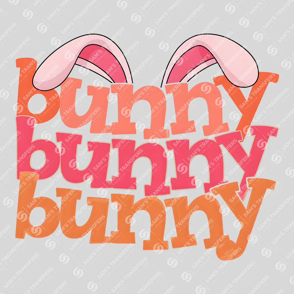 Apparel featuring a Bunny Bunny Bunny Retro-themed DTF transfer.