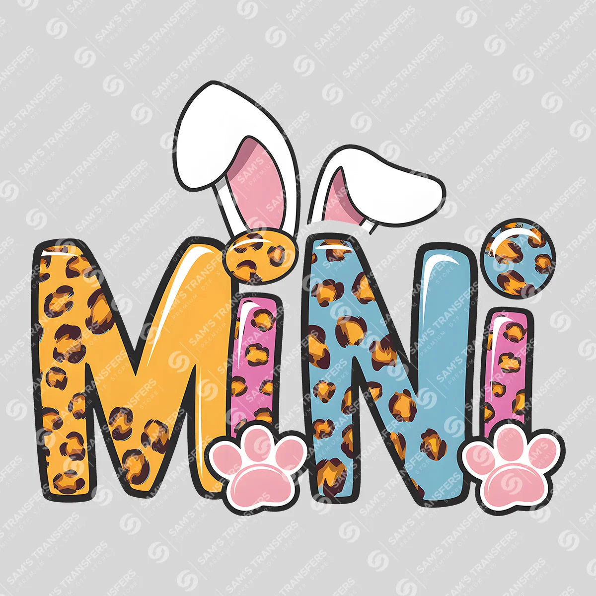 Apparel featuring a Mini Easter Bunny Leopard-themed DTF transfer.