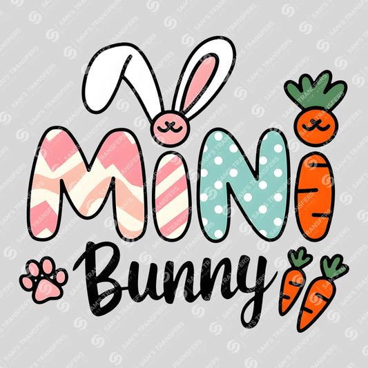 Apparel featuring a Mini Bunny-themed DTF transfer.